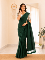 Elegant Khadi Cotton Saree with Designer Embroidered Padded Blouse