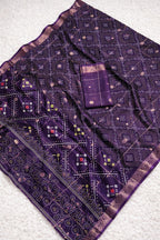 Bandhani Print Soft Silk Blend Saree with Rich Golden Zari Border