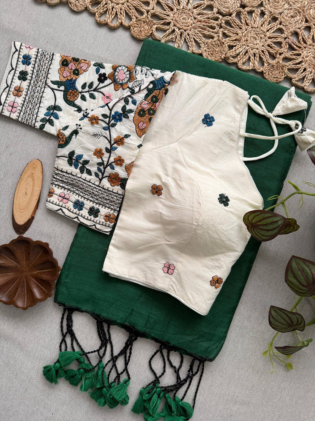 Elegant Khadi Cotton Saree with Designer Embroidered Padded Blouse