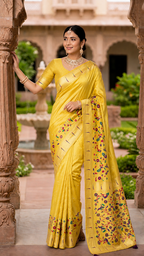 Tissue Silk Paithani Saree with Meenakari Pallu