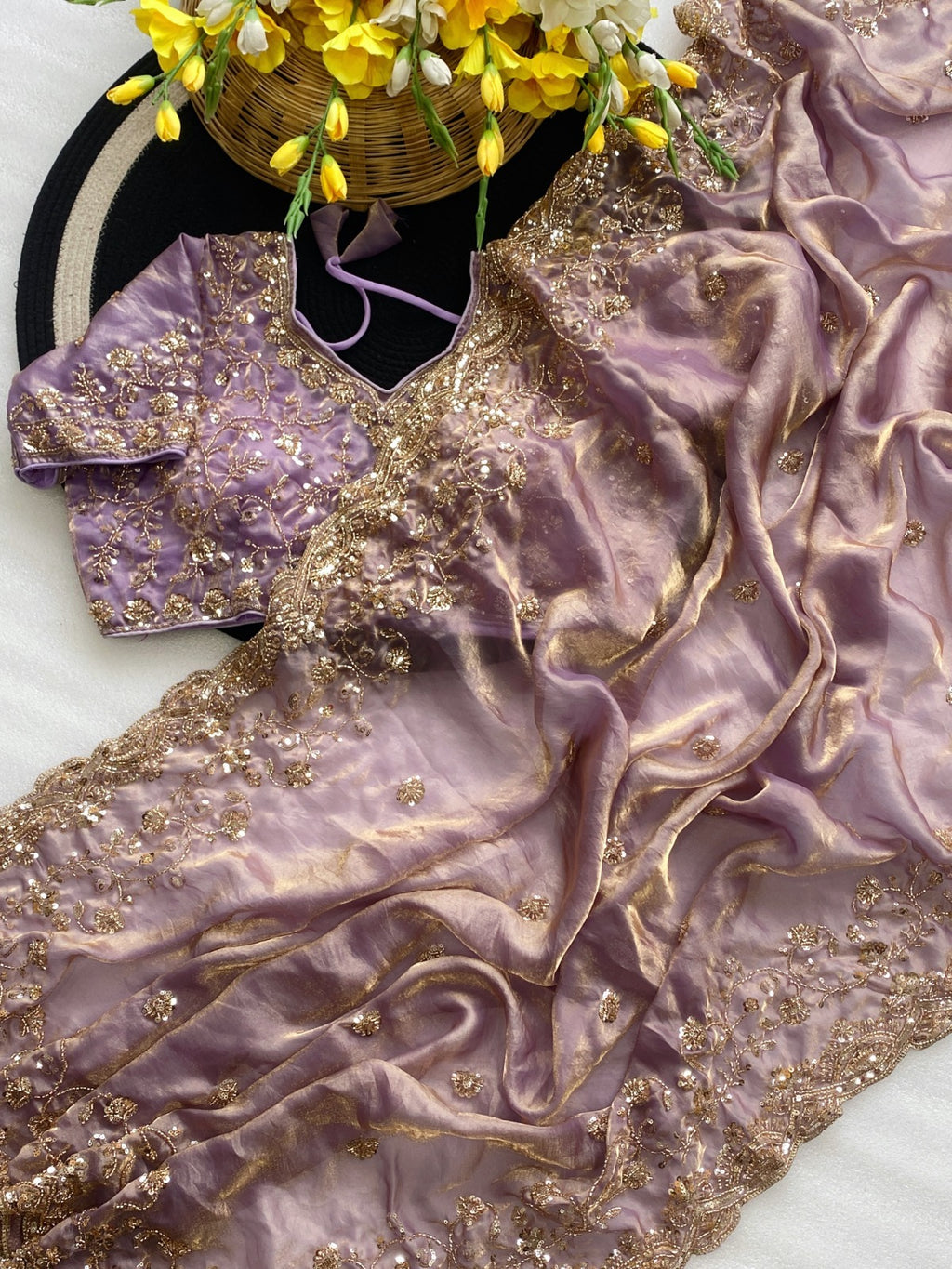 Premium Soft Fandy Satin Silk Saree with Cut Dana Work