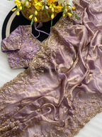 Premium Soft Fandy Satin Silk Saree with Cut Dana Work