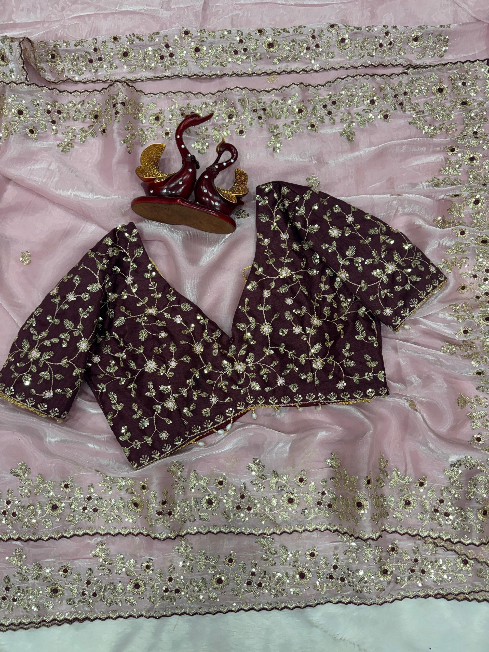 Moonlight Fandy Satin Saree with Designer Blouse