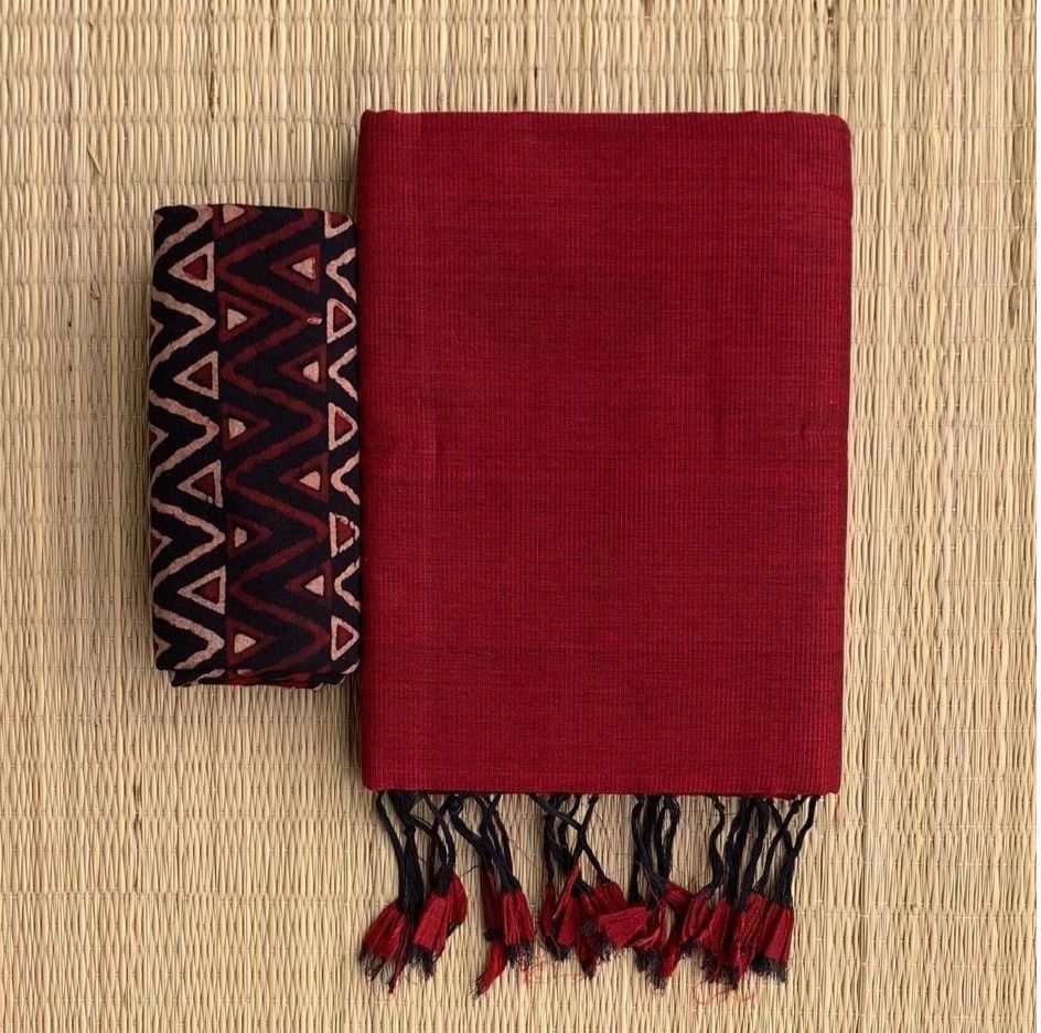 Handloom Khadi Cotton Saree with Magic Blouse