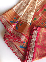 Fantastic Silk Cream Color Saree