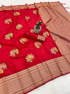 Perot Design Nylon Kadi Crepe Georgette Saree