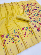 Tissue Silk Paithani Saree with Meenakari Pallu
