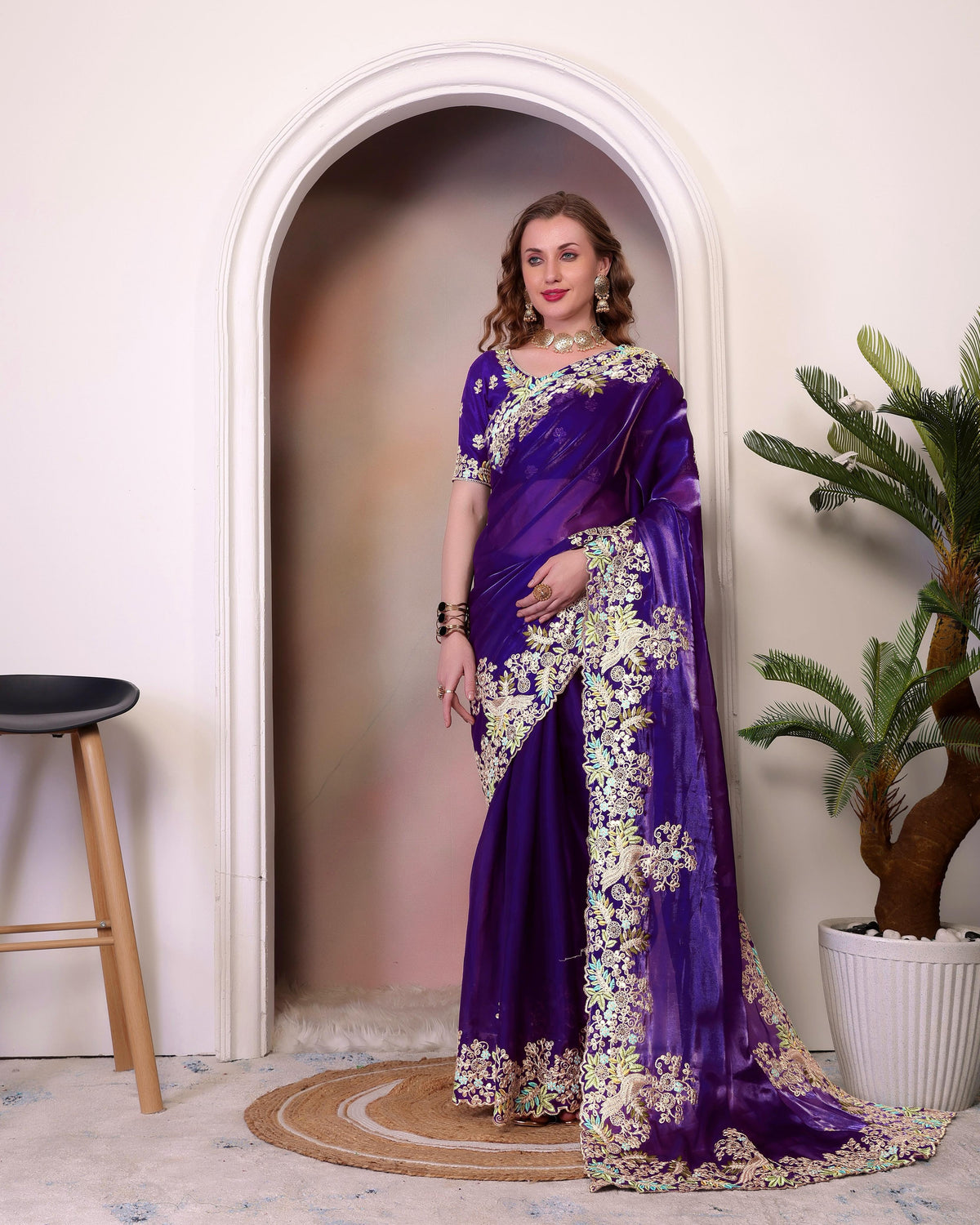 Luxuriant Sequence Purple Color Saree