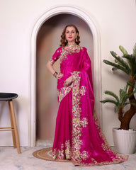 Luxuriant Sequence Pink Color Saree