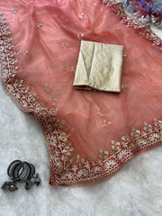 Gorgeous Hand Gota Work Pink Color Saree