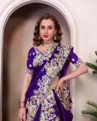 Luxuriant Sequence Purple Color Saree