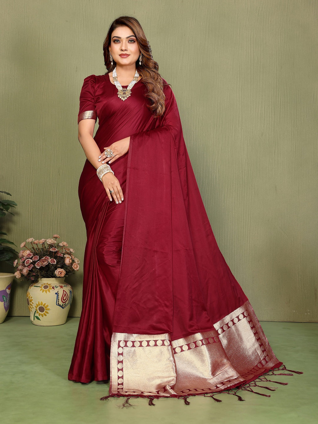 Lagadi Patta Soft Satin Silk Gala Pallu Saree