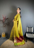Banarasi Tissue Saree with Butti Weaving and Heavy Border