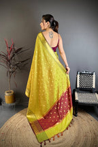 Banarasi Tissue Saree with Butti Weaving and Heavy Border