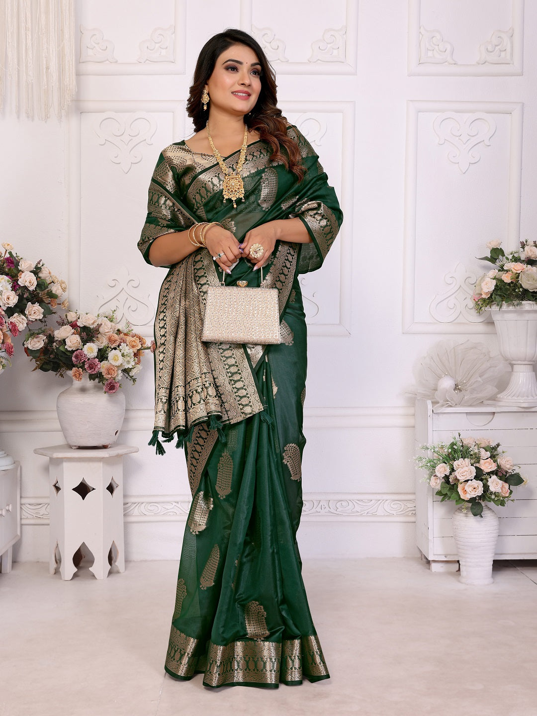 Soft Organza Silk Banarasi Saree with Butta Weaving