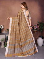 Linen Chex Weaving Saree with Jari Pallu