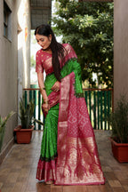 Pure Bandhej Silk Saree with Tissue Pallu