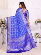 Bandhej Print Soft Satin Silk Saree with Zari Border