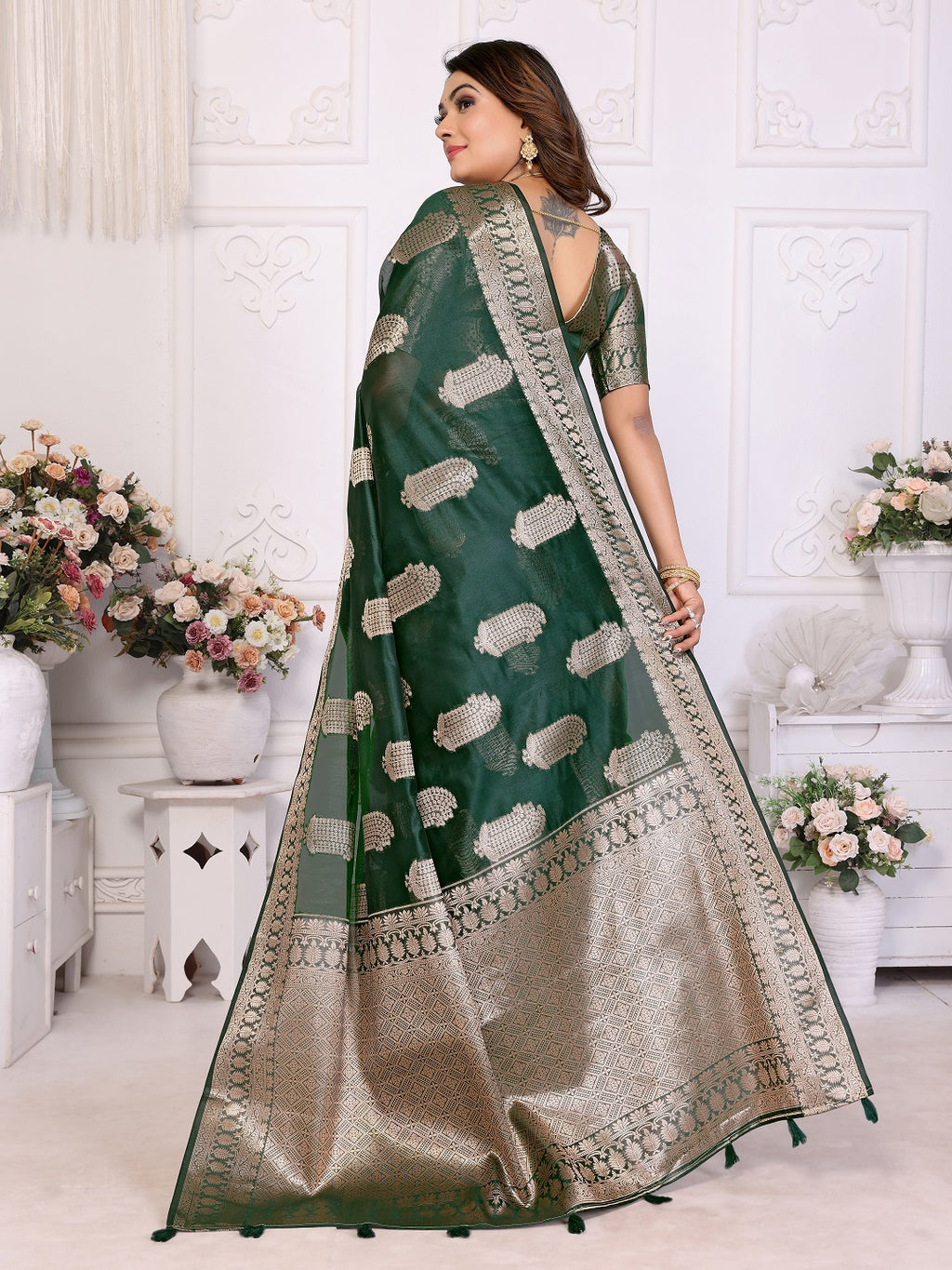 Soft Organza Silk Banarasi Saree with Butta Weaving