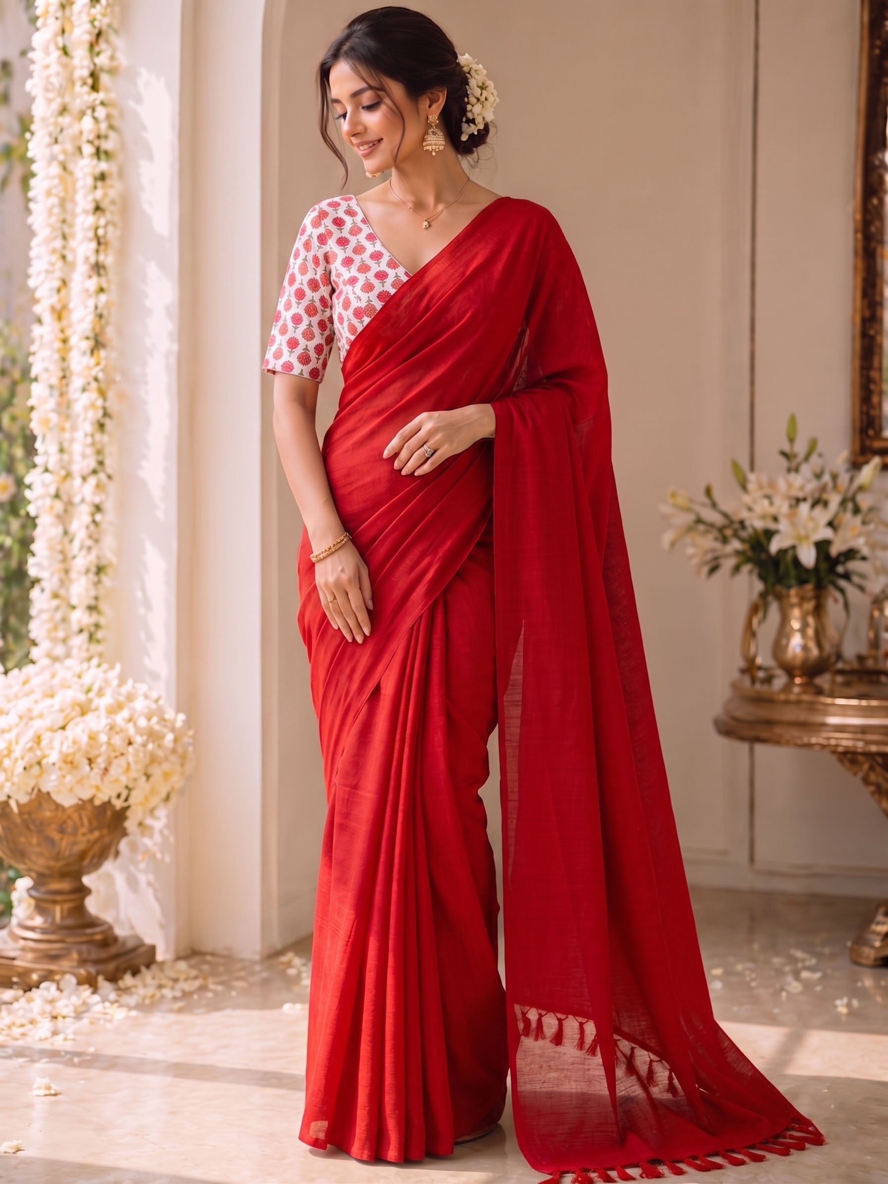 Handloom Khadi Cotton Saree with Magic Blouse