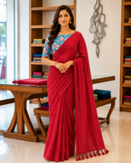 Elegant Khadi Cotton Saree with Magic Cotton Blouse