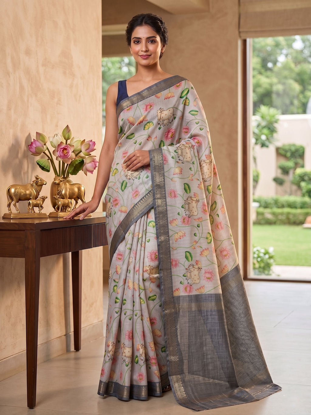 Soft Tussar Silk Digital Print Saree
