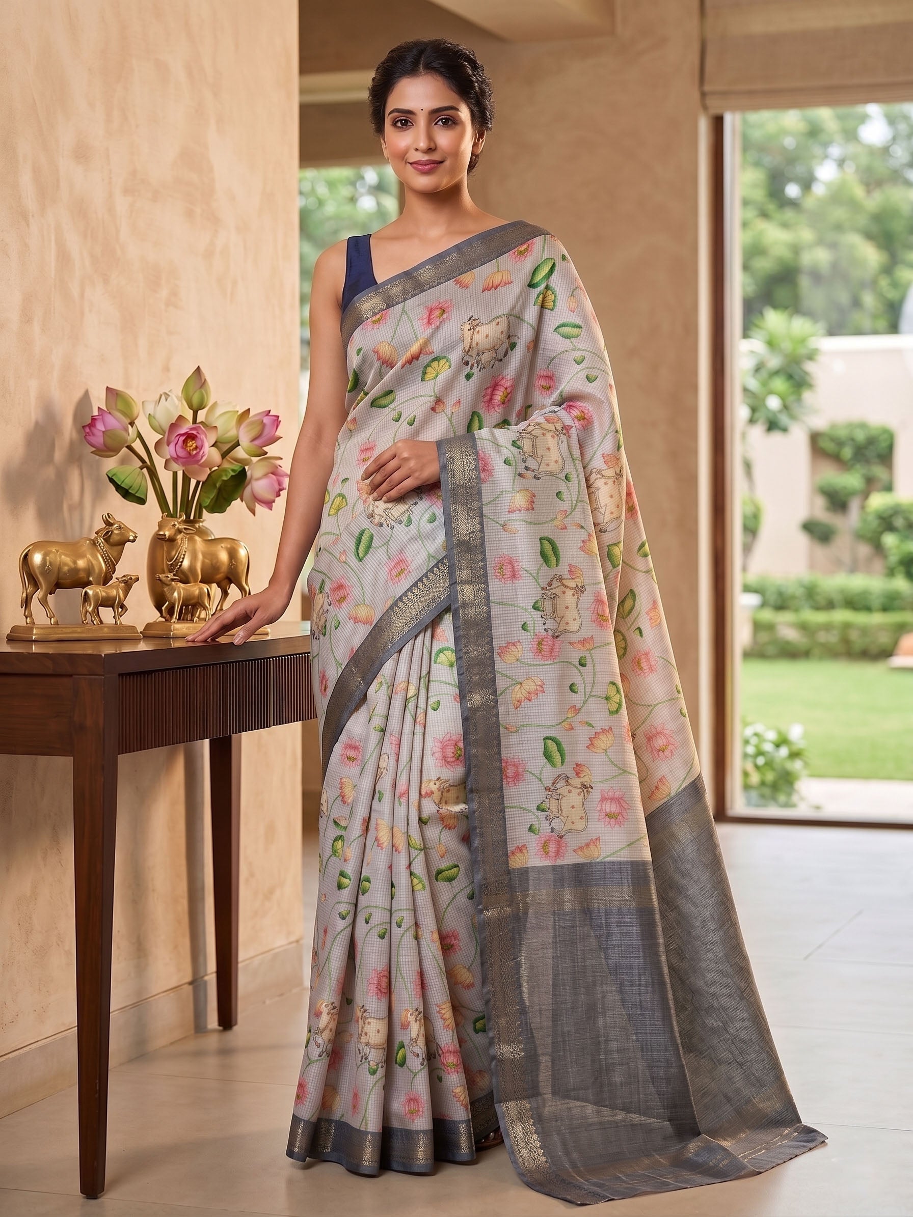 Soft Tussar Silk Digital Print Saree