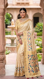 Tissue Silk Paithani Saree with Meenakari Pallu