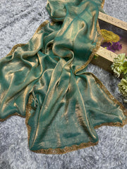 Green Color Lovely Frandy crush Saree