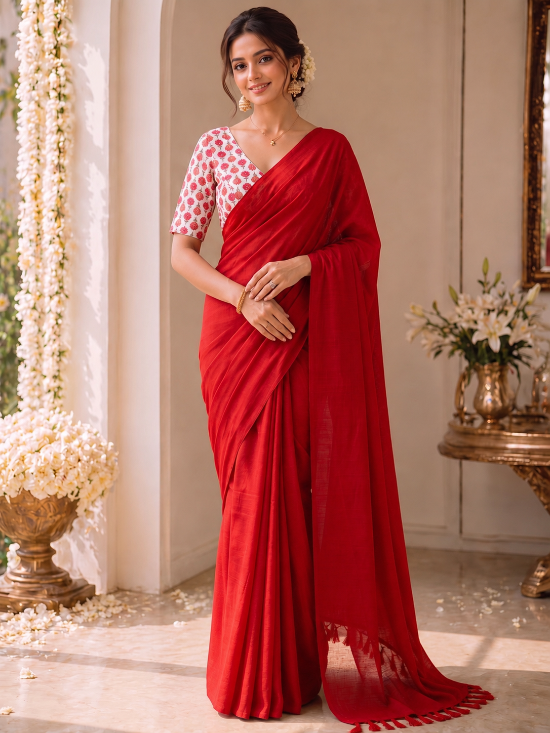 Handloom Khadi Cotton Saree with Magic Blouse