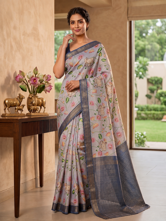 Soft Tussar Silk Digital Print Saree