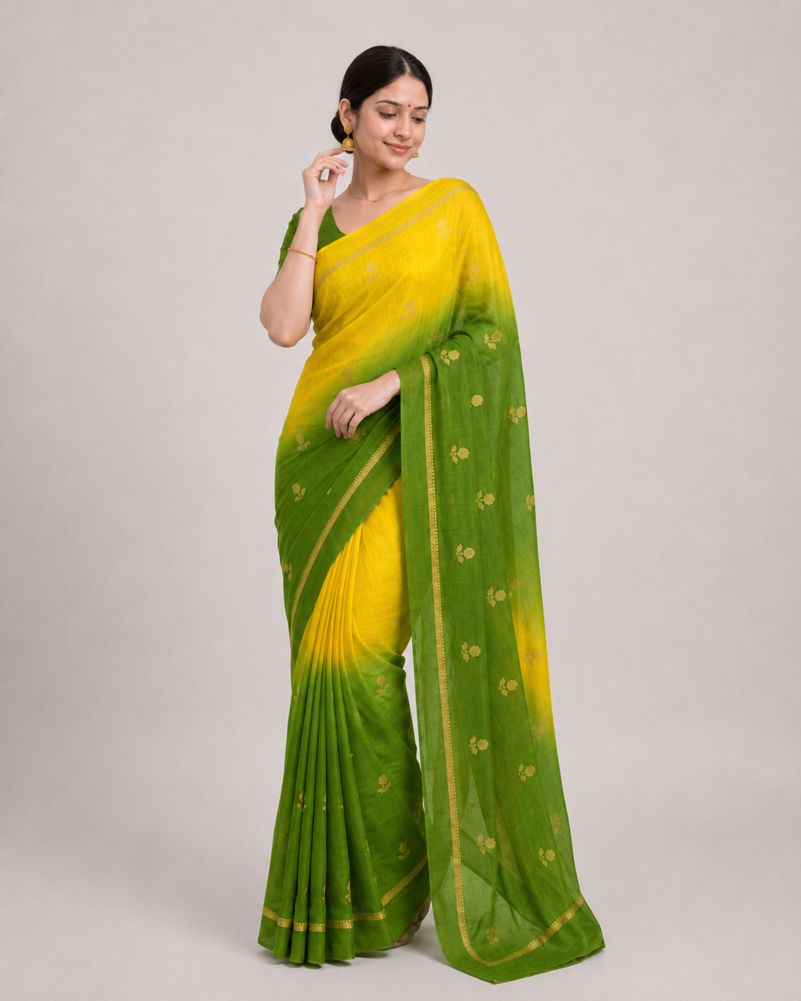 Viscose Khadi Silk Saree with Jacquard Leaf Design