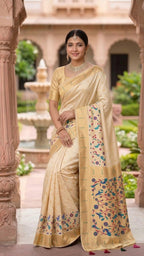 Tissue Silk Paithani Saree with Meenakari Pallu