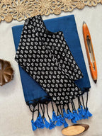 Elegant Khadi Cotton Saree with Stretchable Ajrak Print Blouse