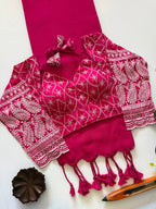 Classic Khadi Cotton Saree with Chikankari Blouse