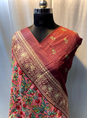 Precious Kalamkari Digital Print Pink Multi Color Saree