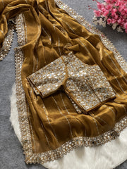 Function Wear Jimmy Chu Brown Color Saree