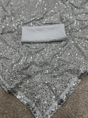 Celebrity Style Georgette Grey Color Saree