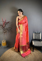 Banarasi Tissue Saree with Butti Weaving and Heavy Border