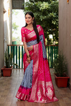 Pure Bandhej Silk Saree with Tissue Pallu