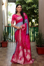 Pure Bandhej Silk Saree with Tissue Pallu