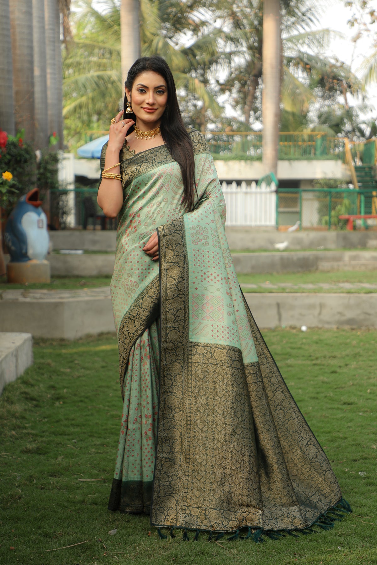 Peaceful Kanjivaram Pista Color Soft Silk Saree