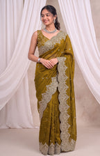 Premium Fandy Chiffon Saree with Sequins Zari Work