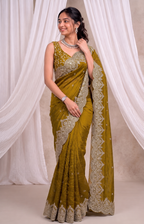 Premium Fandy Chiffon Saree with Sequins Zari Work