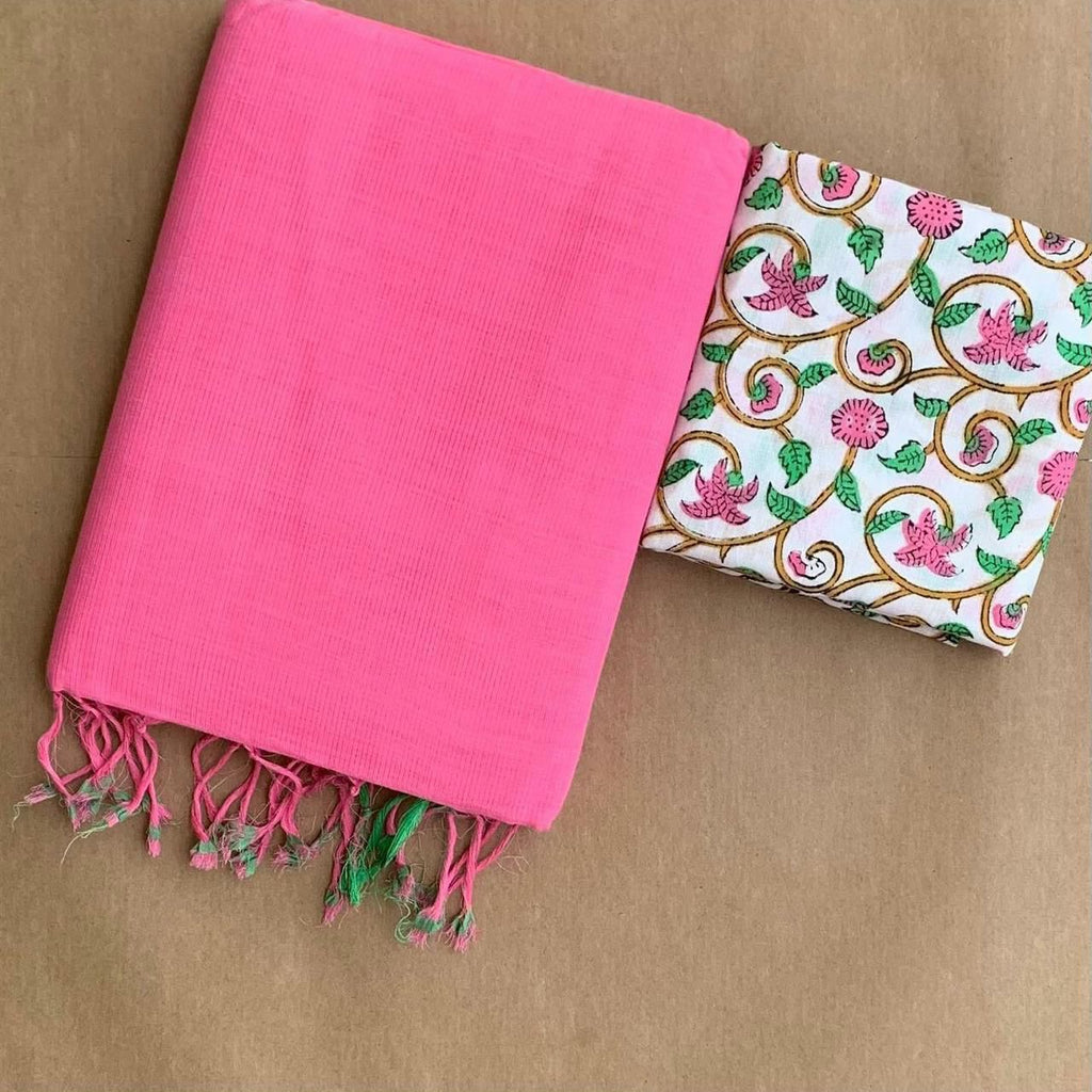 Handloom Khadi Cotton Saree with Magic Blouse