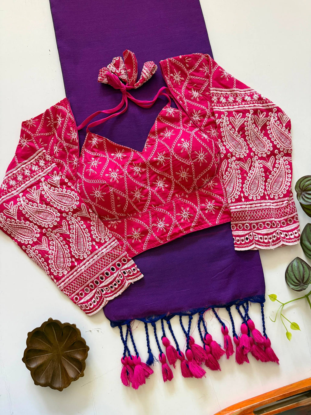 Classic Khadi Cotton Saree with Chikankari Blouse