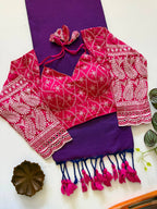 Classic Khadi Cotton Saree with Chikankari Blouse