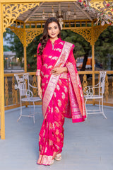 Peaceful Banarasi Silk Pink Color Saree