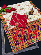 Dola Silk Saree with Diamond Work and Jacquard Border