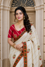 Dola Silk Saree with Diamond Work and Jacquard Border